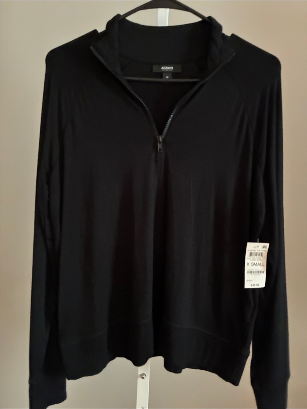 Alfani Black Zip-Up Quarter Collar Sweater